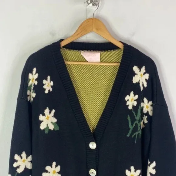 Ban.do Women's L/XL Oversize Floral Daisy Sweater Cardigan Cotton/Wool - Picture 5 of 10